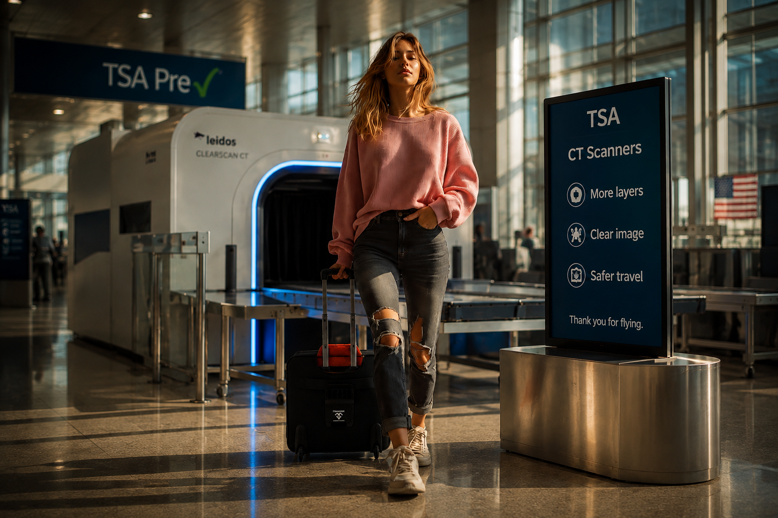 A young woman rolling Francine Collections Croco Overnighter Near TSA Pre Check