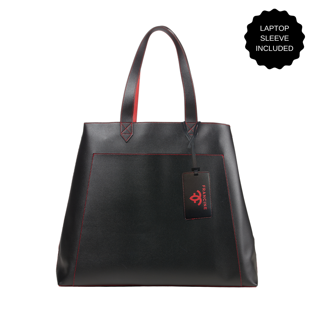 Rouge Noir Black 15" Laptop Tote With Sleeve - Francine Collections