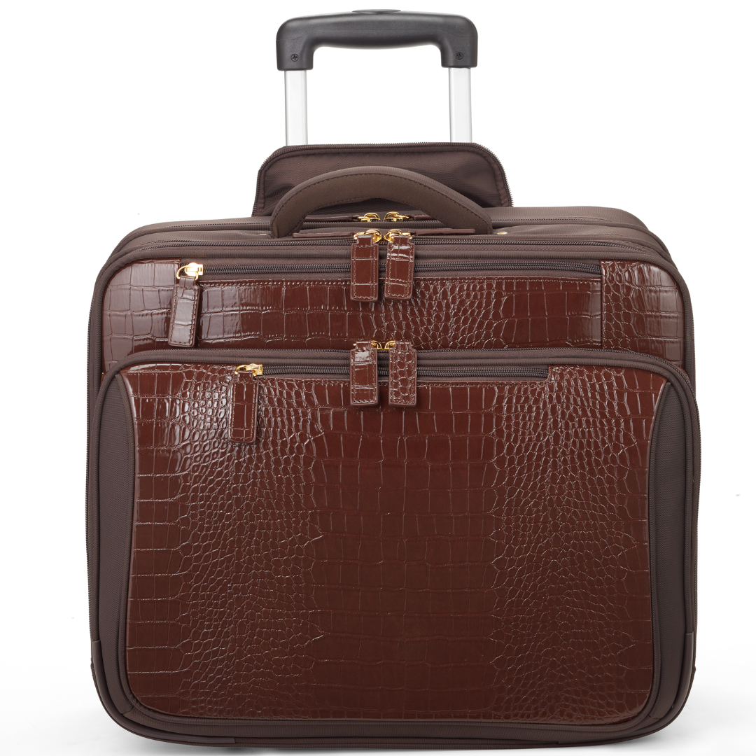 Croco Overnight 17 Laptop Roller Brown Rolling Laptop Bag