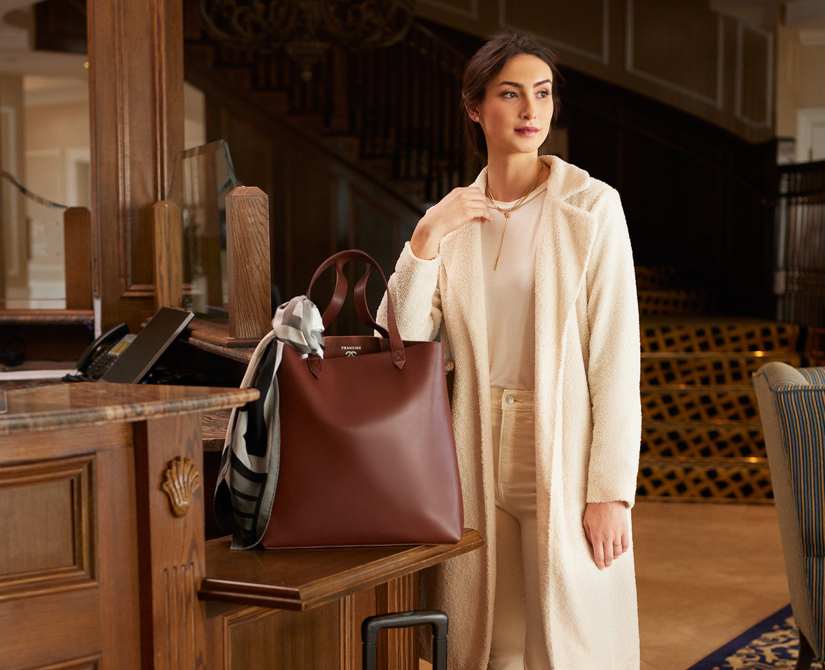 Made Easy – Genuine Leather Spacious 16" Laptop Tote - Francine Collections