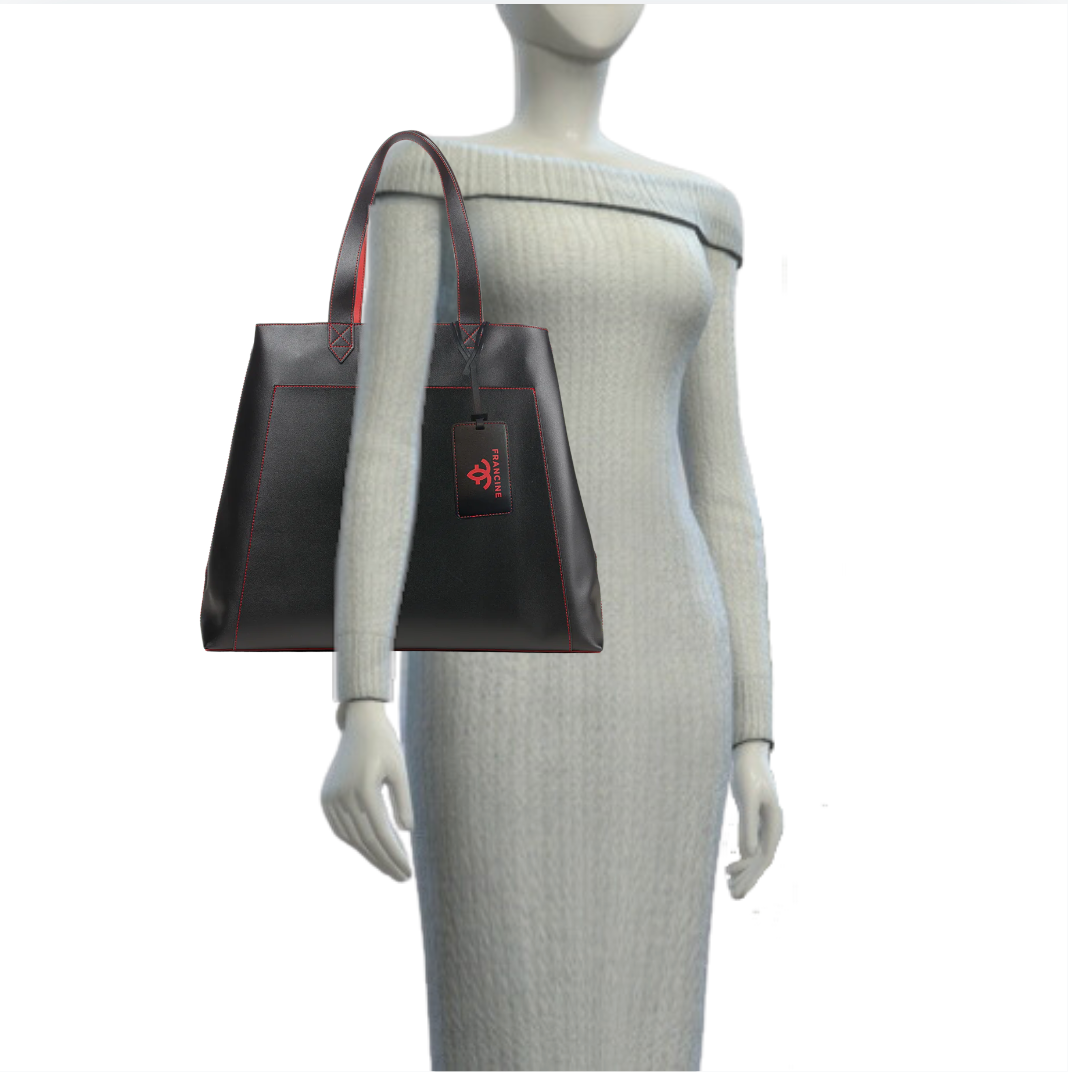 Rouge Noir Black 15" Laptop Tote With Sleeve - Francine Collections