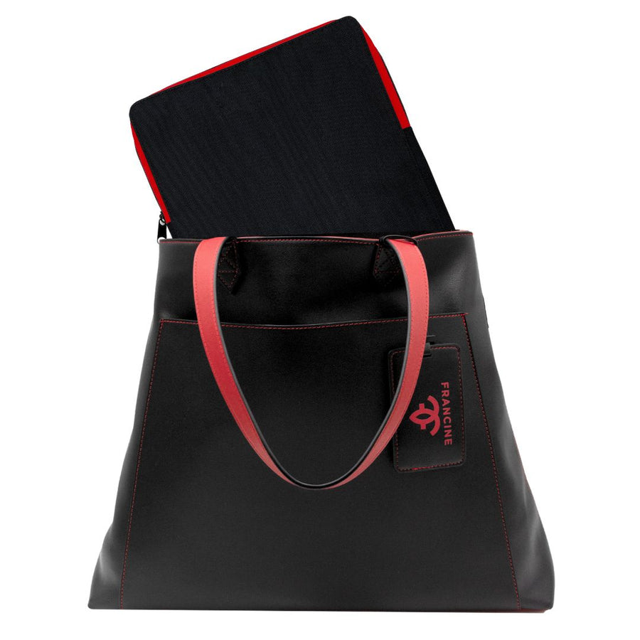 Rouge Noir Black 15" Laptop Tote With Sleeve - Francine Collections