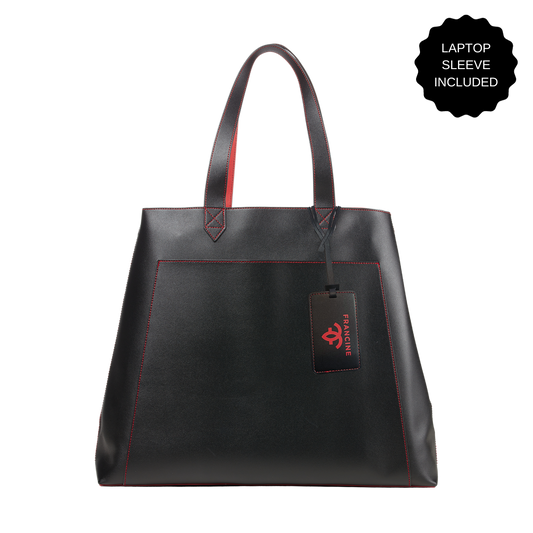 Rouge Noir Black 15" Laptop Tote With Sleeve - Francine Collections