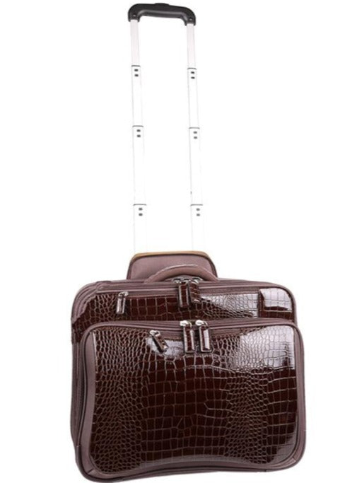 Croco Roller Brown | Laptop Bags for Women | Francine Collections