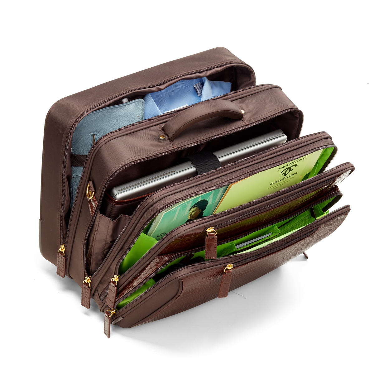 Croco All In One Rolling Overnighter - Francine Collections