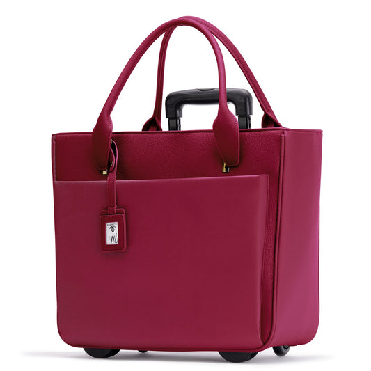 Florence - 17" Rolling Laptop Bag - Burgundy - Francine Collections