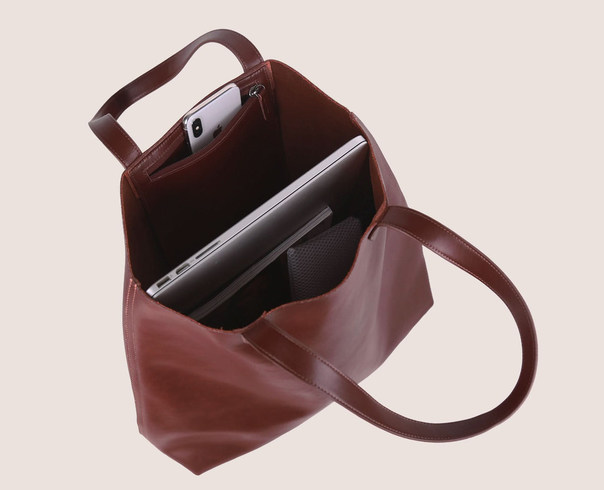 Made Easy – Genuine Leather Spacious 16" Laptop Tote - Francine Collections